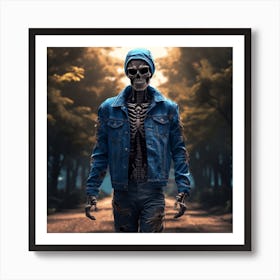 Skeleton In The Woods Art Print