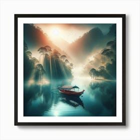 Boat On A Lake Art Print