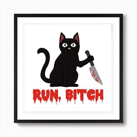 Black Cat Coffee Knife Art Print