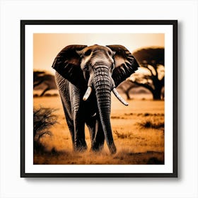 Elephant In The Savannah Art Print