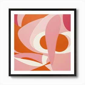 Mid Century Modern Abstract Pink Orange Art Print 0 Art Print