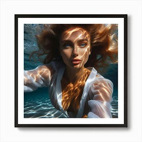 Underwater Portrait Of A Woman Art Print