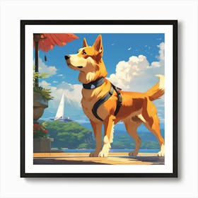 Dog On A Boat Art Print