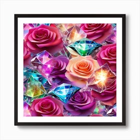 Roses And Diamonds Art Print