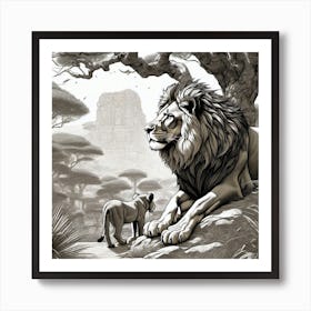 Lion And Lioness 1 Art Print