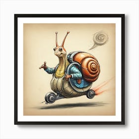 Snail On A Bike 1 Art Print