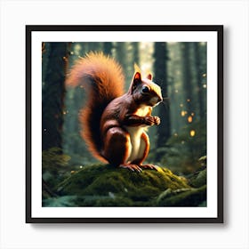 Red Squirrel In The Forest 25 Art Print