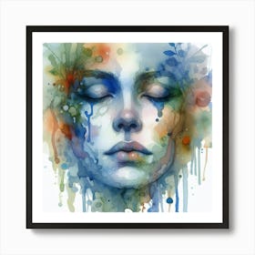 Watercolor Of A Woman'S Face 14 Art Print