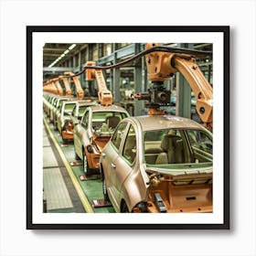 Assembly Line Of Cars In A Factory Art Print