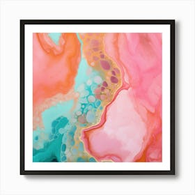 Pink -gold Abstrakt Marmor Struktur Malerei Art Print