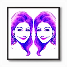 Two Women With Purple Hair 3 Art Print