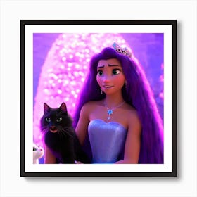 The sad princess with long hair Art Print