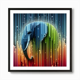 Elephant In A Rainbow Art Print