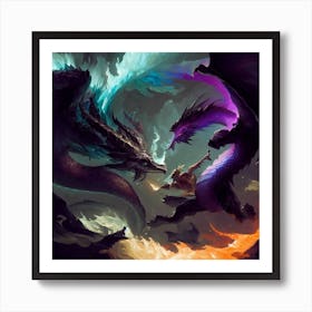 Dragons Vs Dragons Art Print