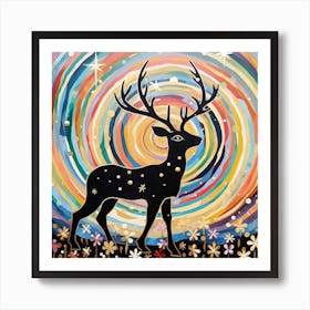 Deer In The Stars Art Print