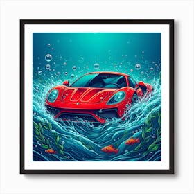 Car in Water Art Print
