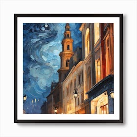 Starry Night In The City Art Print