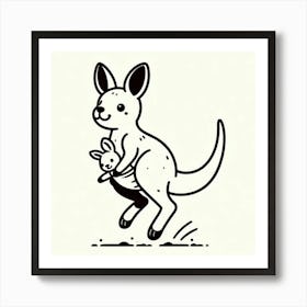 Line Art kangaroo 2 Art Print