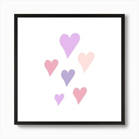 Cute colorful hand-drawn hearts Art Print