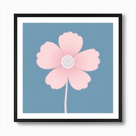 A White And Pink Flower In Minimalist Style Square Composition 715 Art Print