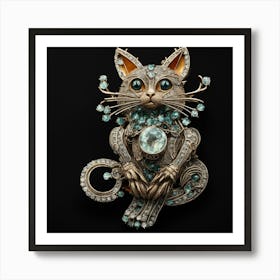 Cat Brooch Art Print