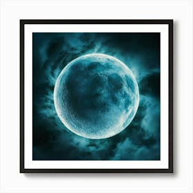 The Blue Moon Light Photo Illustration 3d Ren (2) Art Print