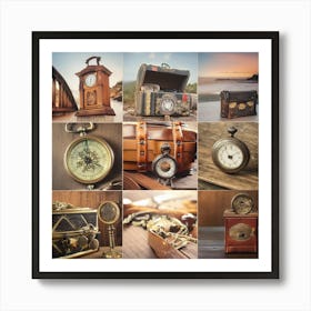 Collage Of Vintage Clocks Art Print