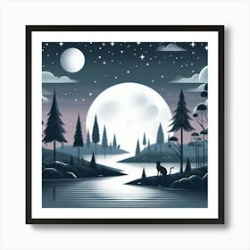 Night Landscape In The Forest Art Print