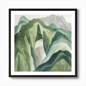 Japanese Watercolour Of Mount Ibuki 3 Art Print