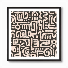 Tribal Pattern Black and White Art Print