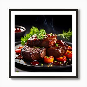 Steaks On A Plate Art Print