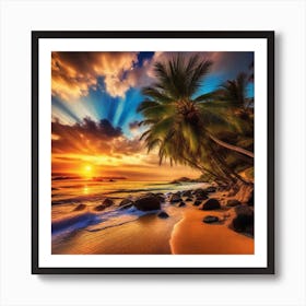 Sunset On The Beach 310 Art Print