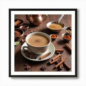 Indian Masala Chai Produce An Image Of A Steaming Cup Of Masala Chai With Spices Like Cinnamon Carda 885357123 Art Print