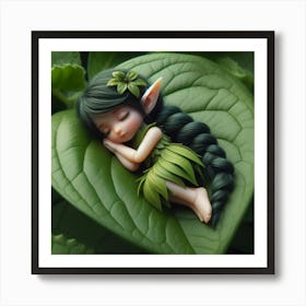 Fairy Sleeping On A Leaf Art Print