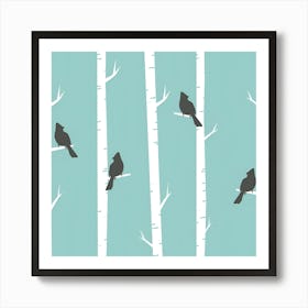 Crows On Birch Trees Art Print