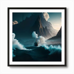 Boat In The Furious Ocean (15) Art Print