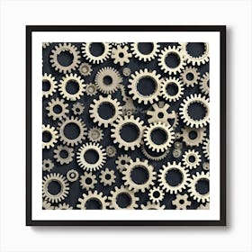 Realistic Gear Flat Surface Pattern For Background Use (62) Art Print