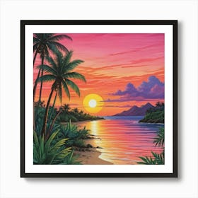 Sunset At The Beach 21 Art Print