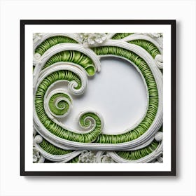 Frame Of Green Flowers Art Print