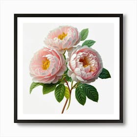 Three Pink Peonies Art Print