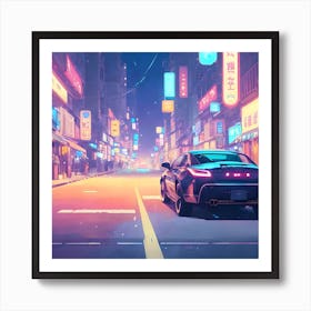 Neon City Car Art Print
