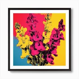 Andy Warhol Style Pop Art Flowers Snapdragon 3 Square Art Print