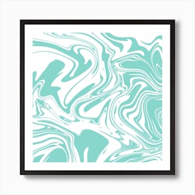 Liquid Contemporary Abstract Light Teal and White Swirls - Retro Liquid Swirl Lava Lamp Pattern Art Print