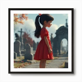 Girl In A Red Dress Art Print