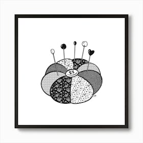 Floral Pin Cushion Black and White Art Print