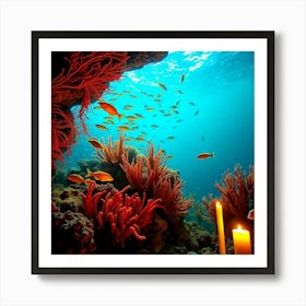 Coral Reef With Candles Art Print