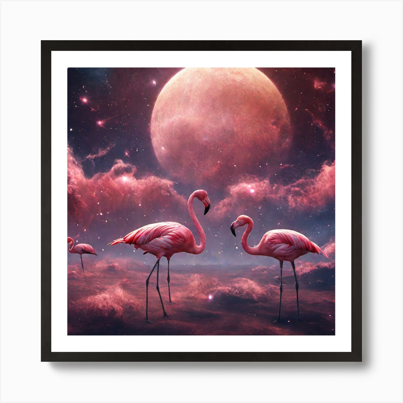 ATX Art Group LLC Pink Flamingo Framed On Canvas by Stanley Print