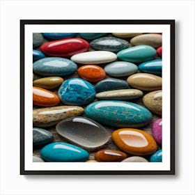 Default 4k Colorful Stones Background Colored Beach Stones Bac 0 Art Print