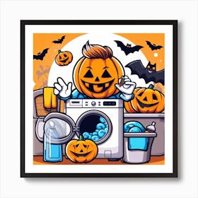 Halloween Pumpkin Cartoon Art Print