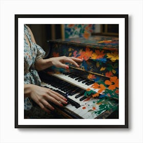 Woman Plays A Piano Art Print